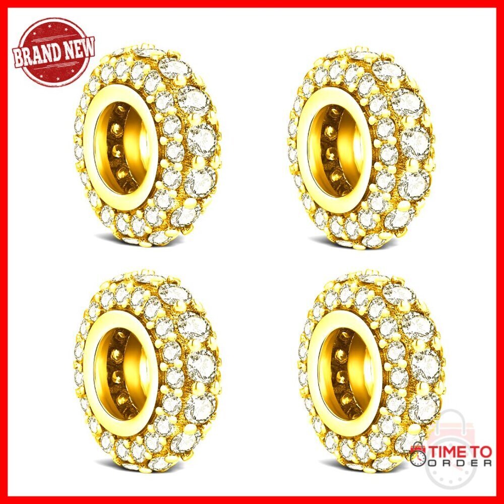 925 Silver Spacer Stopper Bead Charm for Bracelets, 3.4x9mm